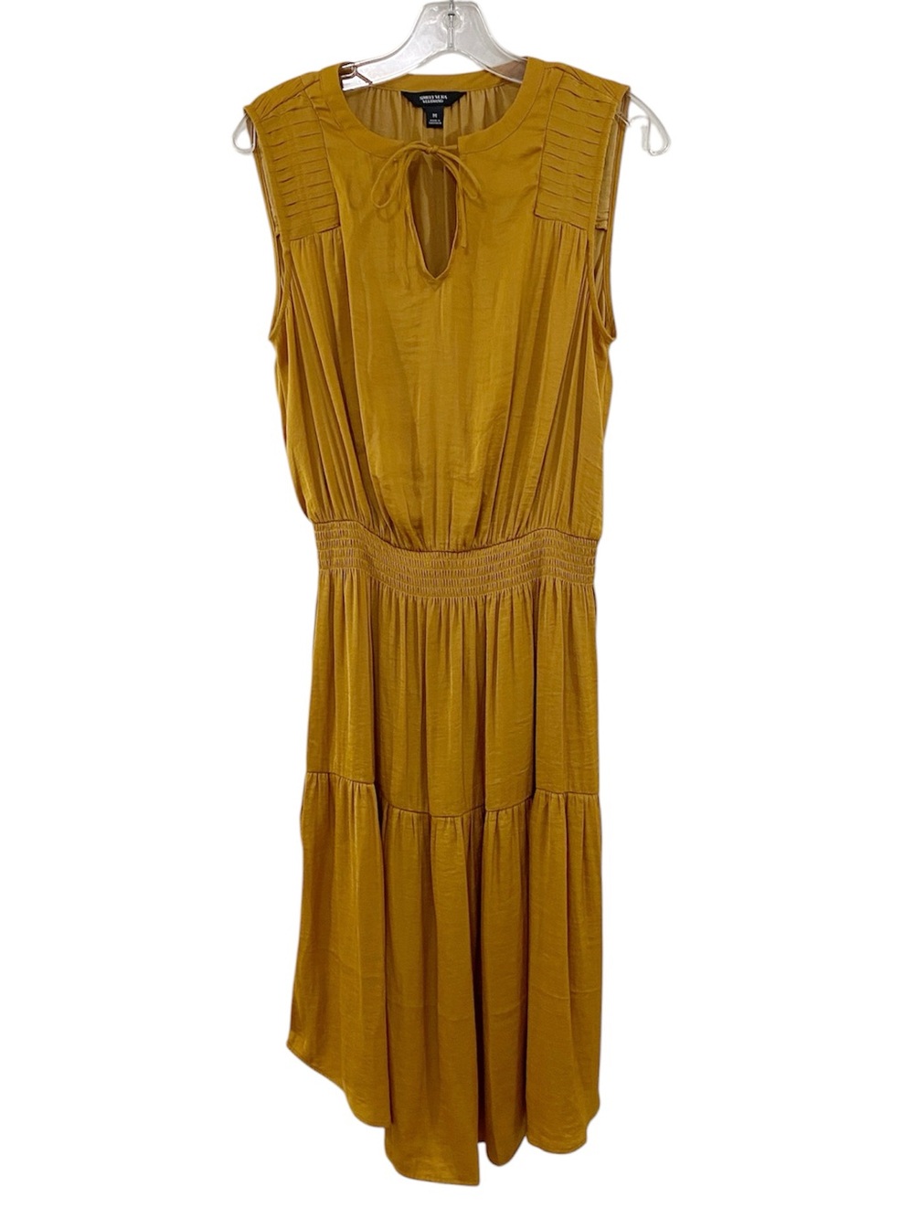 Simply Vera Vera Wang Sleeveless Dress Mustard Yellow Fall Size M Smocked Waist